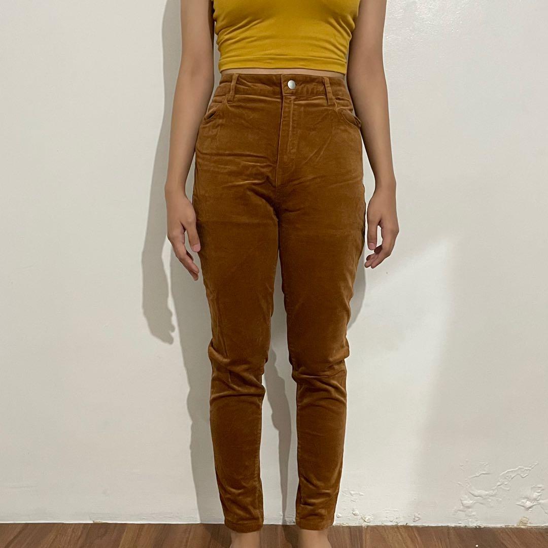 Brown high waisted corduroy pants, Women's Fashion, Bottoms, Jeans on  Carousell