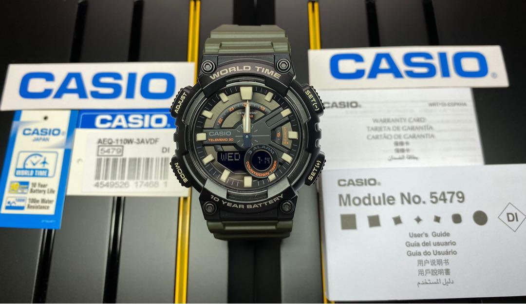 Casio Illuminator AEQ-110W-3A Digital Quartz AEQ110W-3A Army Green