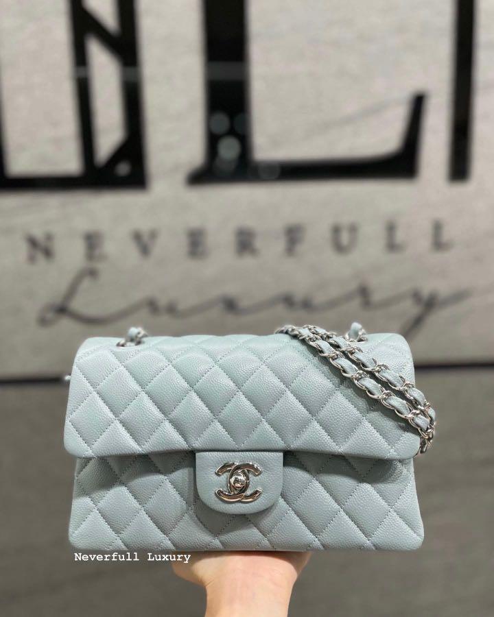 Chanel Classic Small 20B Smokey Blue Caviar Bag
