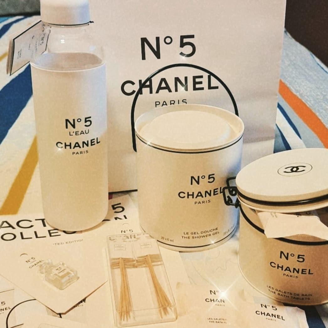 Chanel factory 5 collection water bottle, Beauty & Personal Care, Bath &  Body, Bath on Carousell