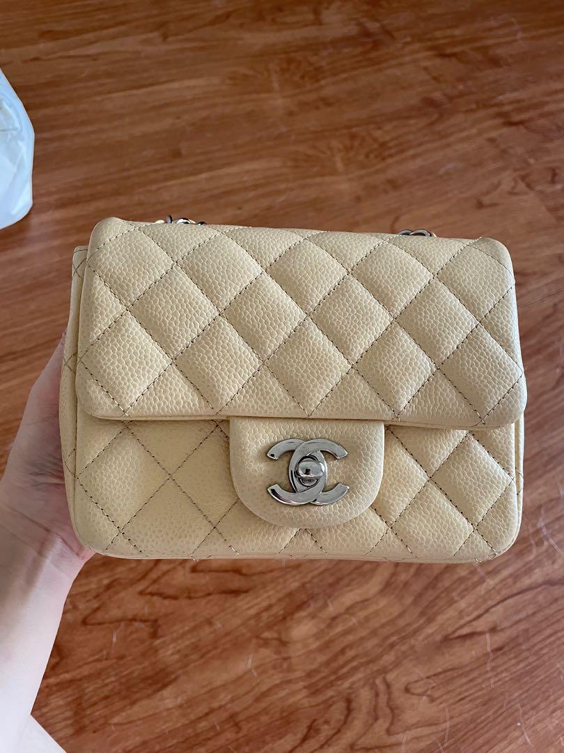 Chanel square mini in beige caviar SHW