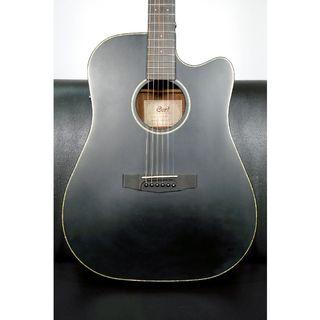 Cort MR E BKS Solid Spruce Top Black Steel String Cutaway Acoustic Guitar for Beginner Casual Players