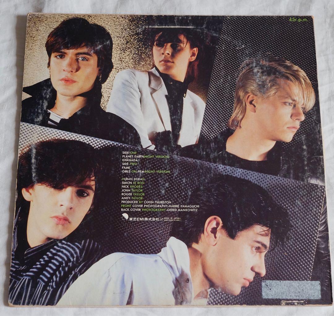 DURAN DURAN Nite Romantics Vinyl Mini LP (Category: Vinyls) located in Paranaque City. Submitted by d33t00 (Listing ID 1101153559, Image 2). Description: DURAN DURAN Nite Romantics Vinyl Mini LP Includes: Planet Earth (Night version) Khanada Fame Girls on film (Night version) Japan pressing, 1981 Outer sleeve has stains Vinyl in Good condition With lyric sheet Preferred meet up along Dona Soledad Ave, Paranaque City Item can also be shipped at bu
