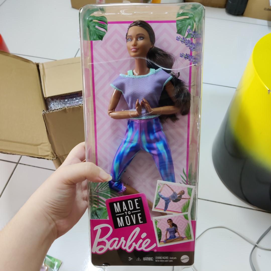 Barbie Made To Move Doll With 22 Flexible Joints & Long Blonde Ponytail  Wearing Athleisure-Wear For Kids 3 To 7 Years Old