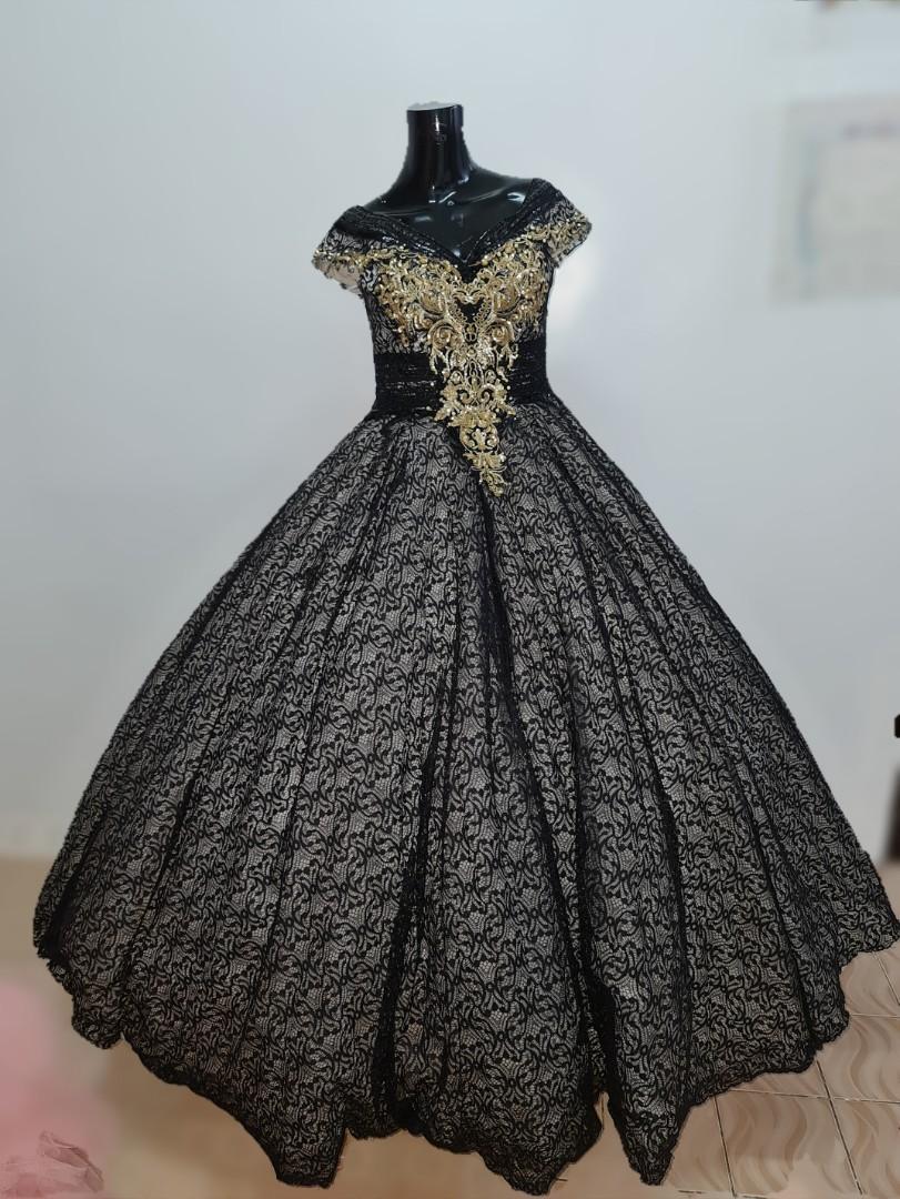 Black and hotsell gold debut gown
