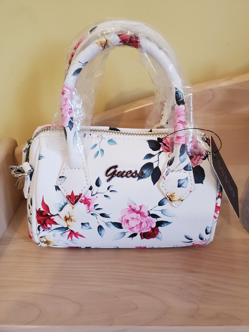 Guess white floral bag best sale