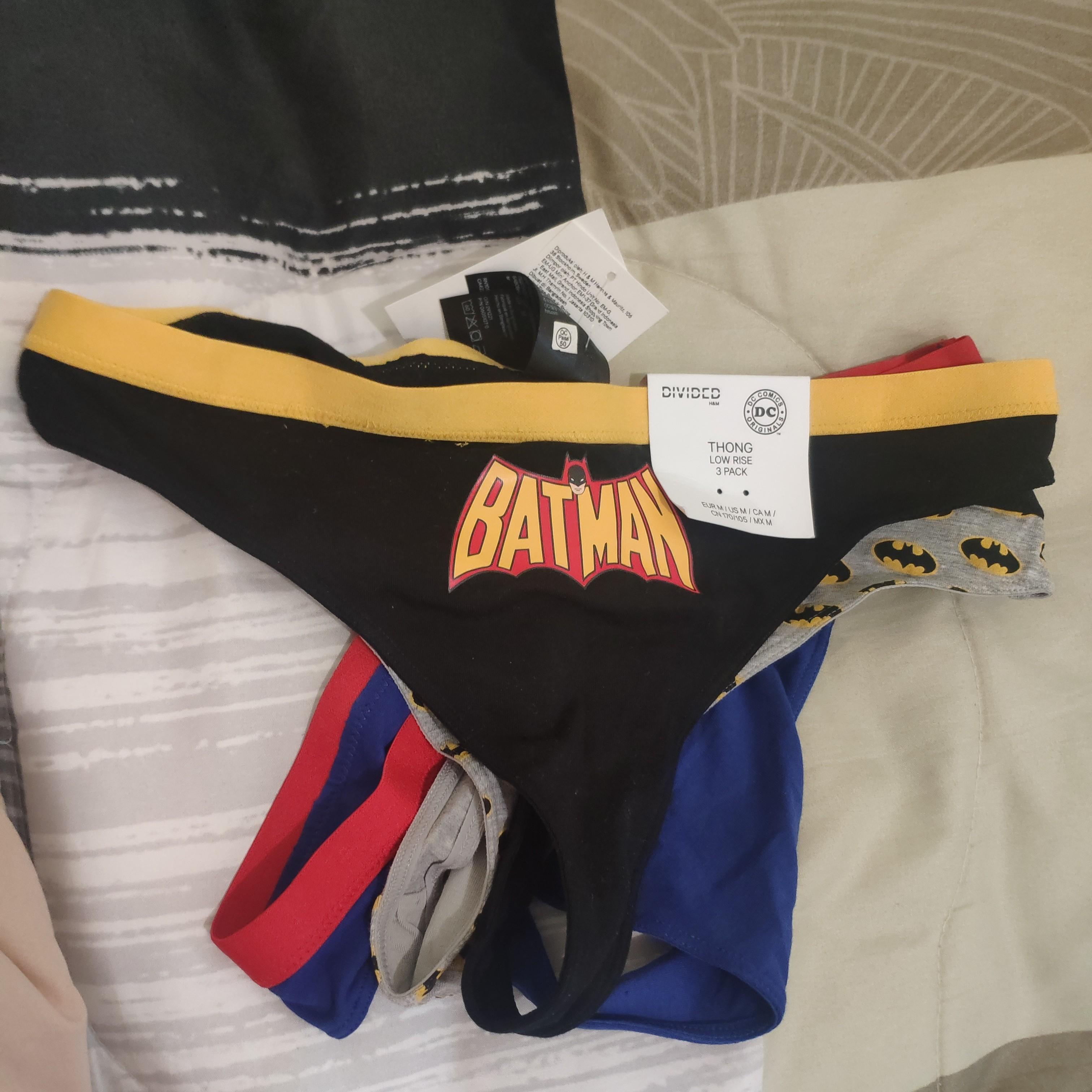 H&M Thongs 3pcs lowrise Batman superman, Fesyen Wanita, Pakaian Wanita,  Bawahan di Carousell