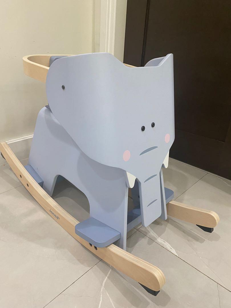 Janod rocking elephant (Category: Infant Playtime) located in Quezon City. Submitted by vintagekid (Listing ID 1101046061, Image 2). Description: Janod rocking elephant bought for 10k barely used Sf c/o buyer Only flaw posted (crack at the bottom).