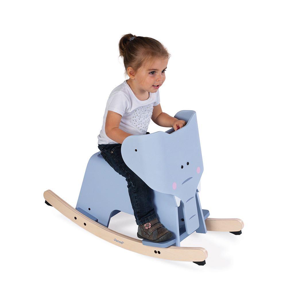 Janod rocking elephant (Category: Infant Playtime) located in Quezon City. Submitted by vintagekid (Listing ID 1101046061, Image 3). Description: Janod rocking elephant bought for 10k barely used Sf c/o buyer Only flaw posted (crack at the bottom).