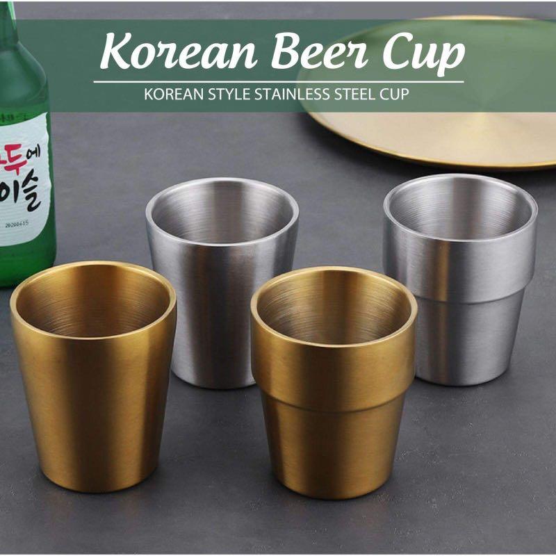 Korean Stainless Beer/Coffee Cup (Category: Coffee & Tea Tableware) located in Quezon City. Submitted by tanyachoa (Listing ID 1101037579, Image 1). Description: 🎈300 ml capacity 🎈For Hot Coffee: Gold Straight/Silver Straight 🎈For ice-cold beer: Gold Step/Silver Step.