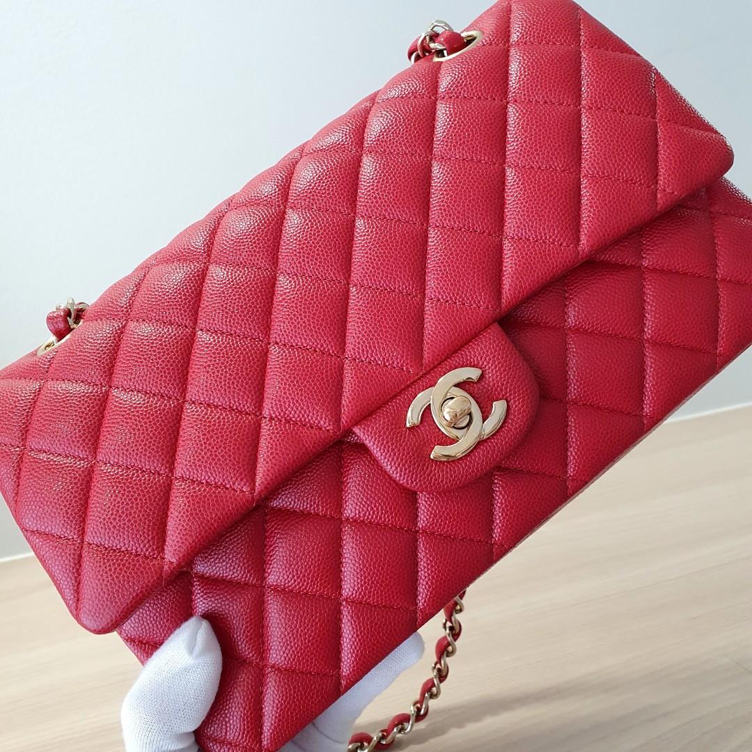 LNIB Chanel 19B Red Medium Classic Flap Luxury Bags Wallets