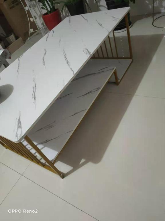 Marble Center Table Modern Style (Category: Tables & Sets) located in Manila. Submitted by affordshopz (Listing ID 1101109886, Image 2). Description: 2499 now 2600 before sale sale sale Sofa side table, storage table (marble pattern table) There are two sizes: 120*60*42 Color : White / Black marble pattern There is a shelf space above. for storage The color goes well with the furniture. Simple, elegant and beautiful design with rounded corners. P