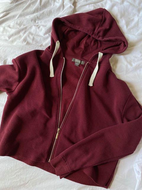 Maroon cropped hoodie on sale