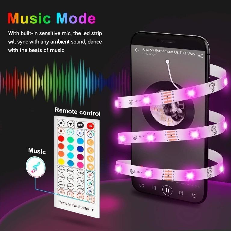MAXCIO Smart LED Strip Lights 5M Connect with Alexa Google Home Maxcio WiFi Music Sync LED Light Strips with IR Remote SmartLife APP Control Timer