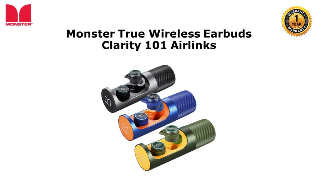 Monster True Wireless Earbuds Clarity 101 Airlinks 6 Hour Play
