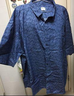 Mustang Men's Blue Shirt Plus Size 5XL USA Size / Denim Shirt / Flowery Blue Shirt / Oversize Shirt after Shoulder Surgery
