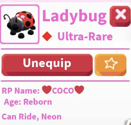 Neon Rideable Ladybug Roblox Adopt Me Video Gaming Gaming Accessories In Game Products On Carousell