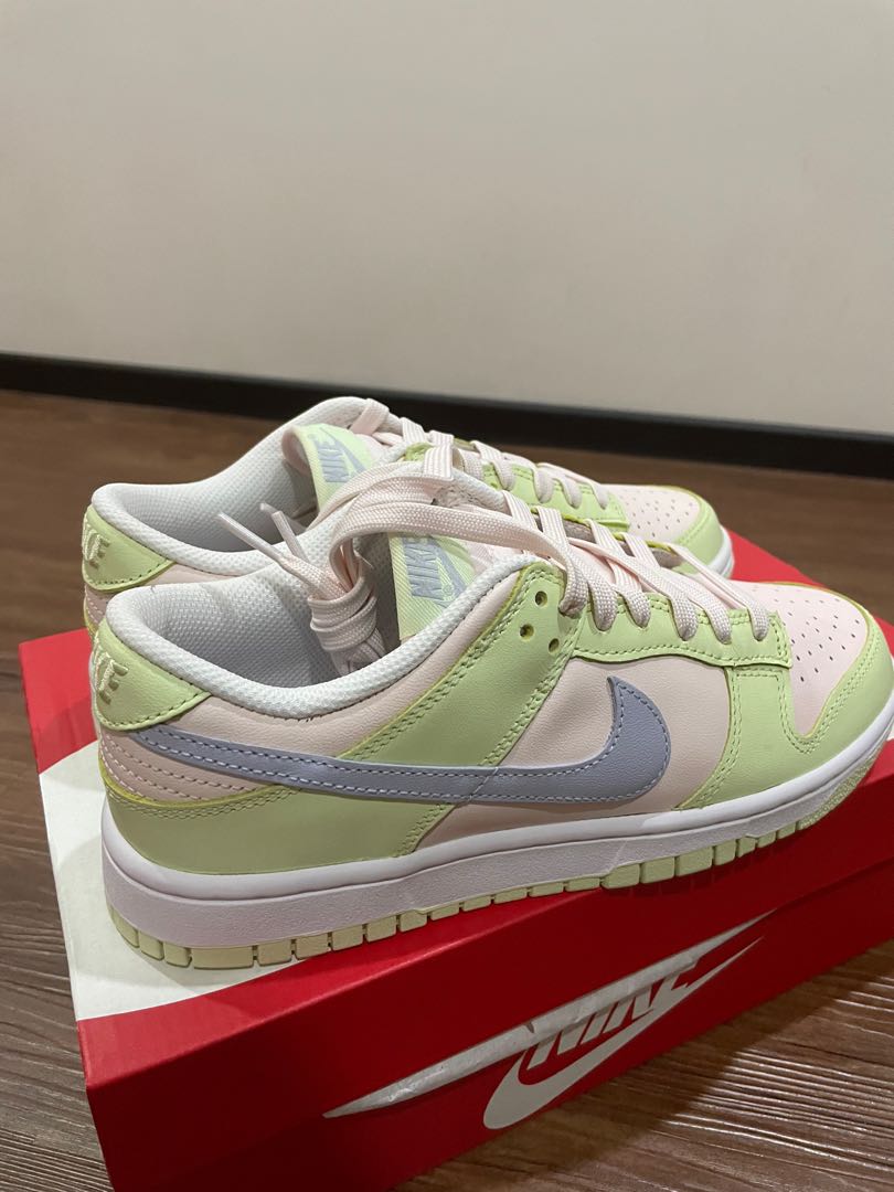 Nike Dunk Low Light Soft Pink/Lime Ice, Women's Fashion, Footwear, Sneakers  on Carousell