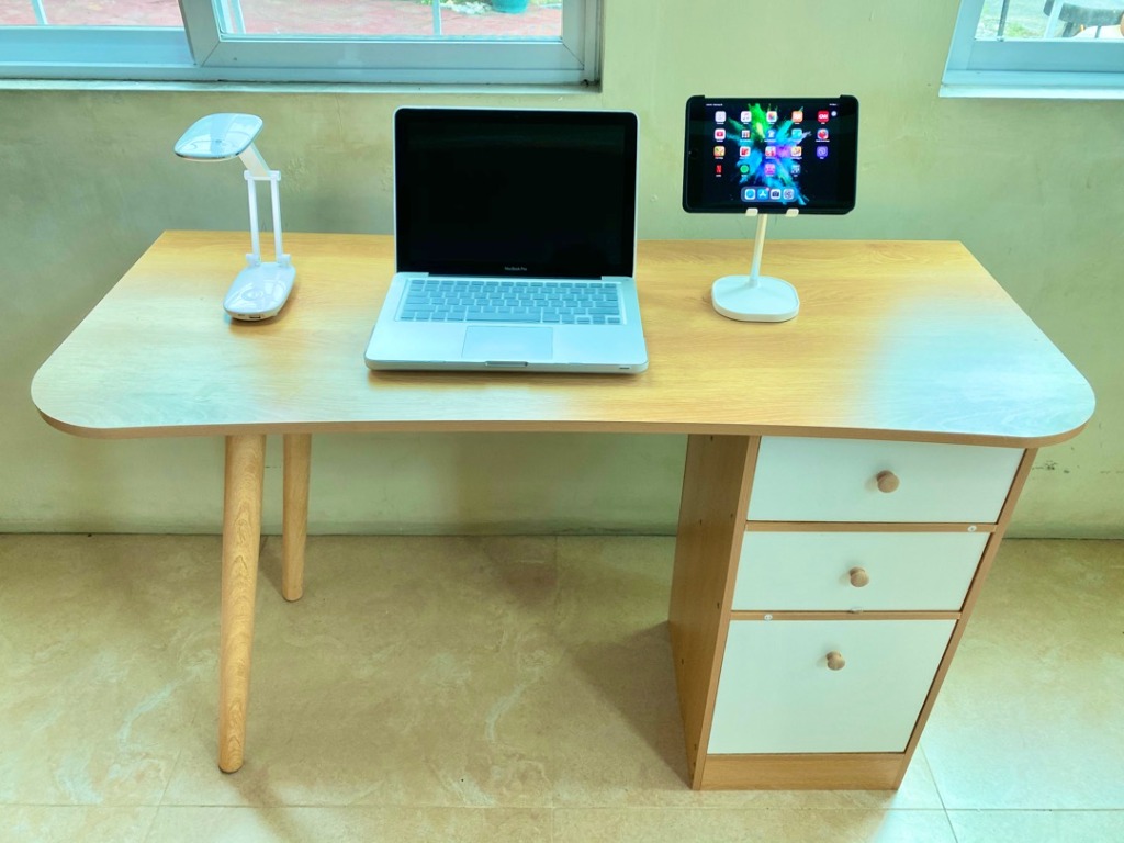 Scandinavian Computer Table Desk with 3 Drawers, Furniture & Home ...