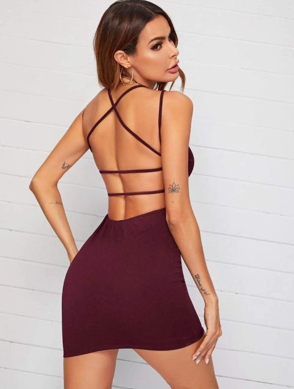 Criss cross back bodycon dress best sale