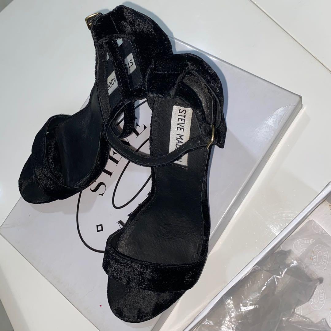 Steve madden black velvet heels on sale