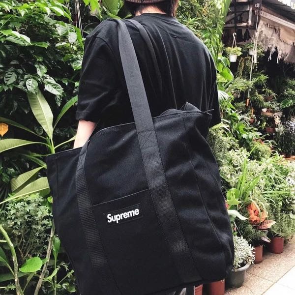 supreme canvas tote bag black - トートバッグ