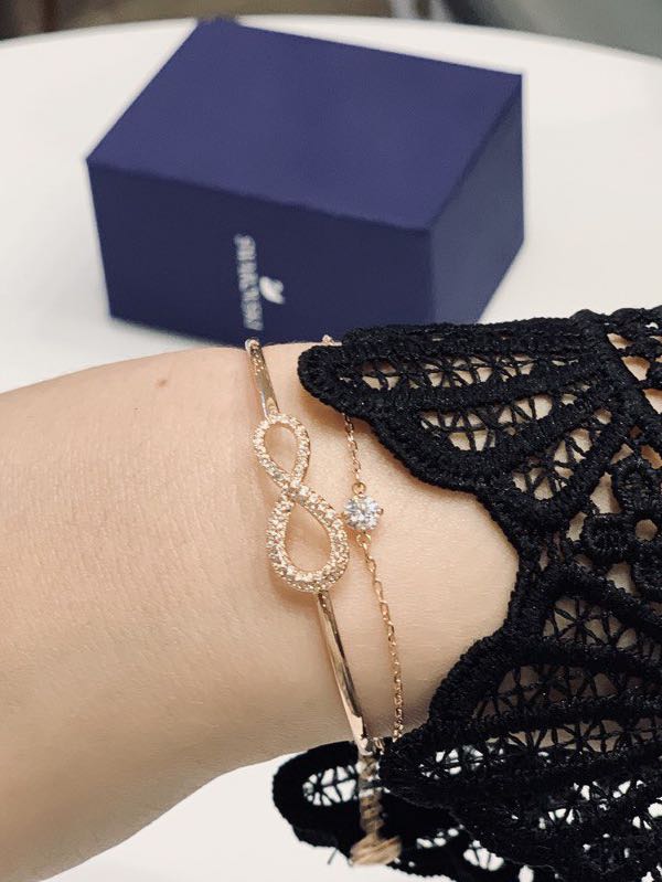 Swarovski Infinity bracelet, Infinity and heart, White, Rhodium plated |  eBay
