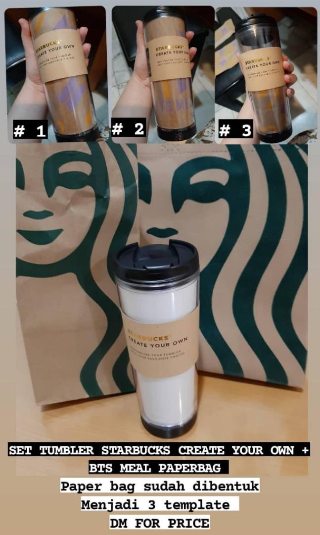 TUMBLER STARBUCKS + BTS MEAL PAPER BAG, KWave di Carousell
