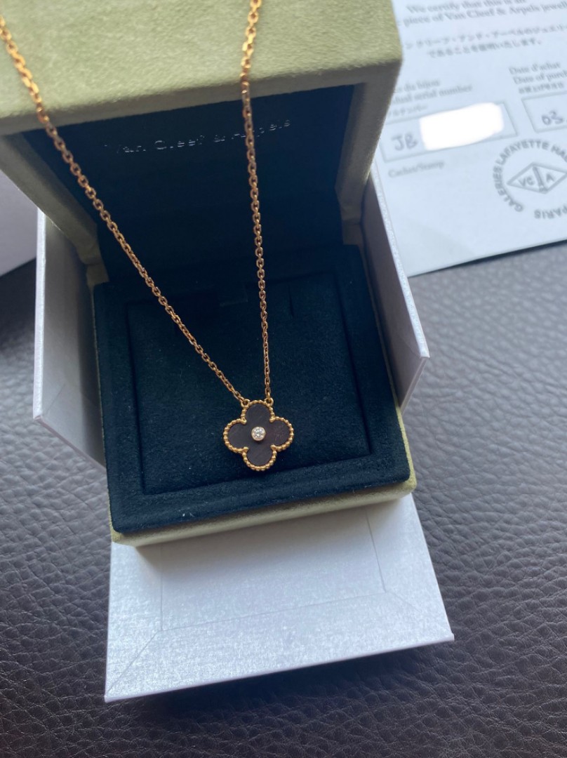 VCA Limited edition letterwood diamond necklace Van Cleef and
