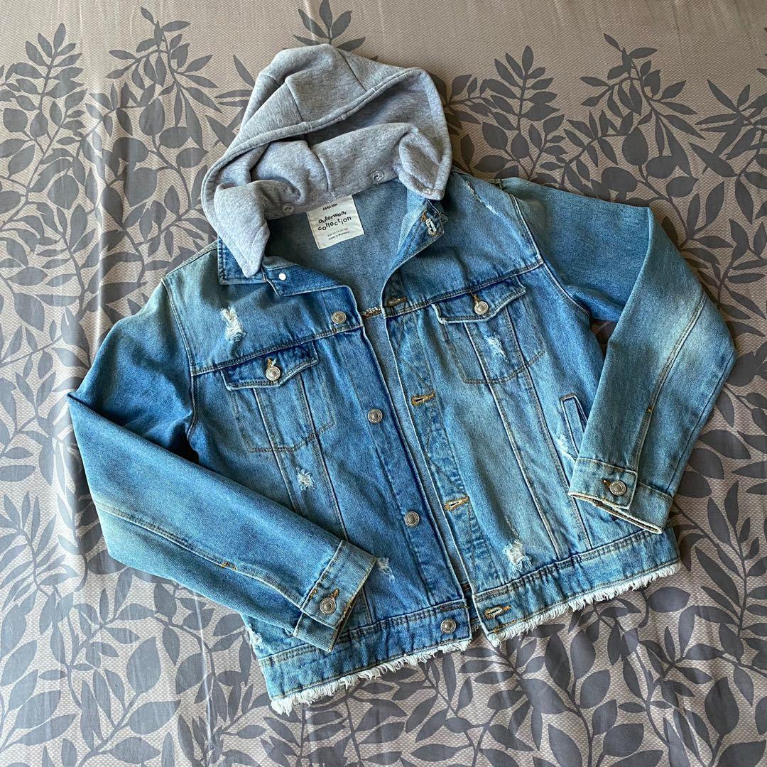 Hooded denim sales jacket zara