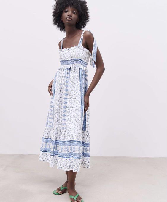 Printed strappy 2024 dress zara