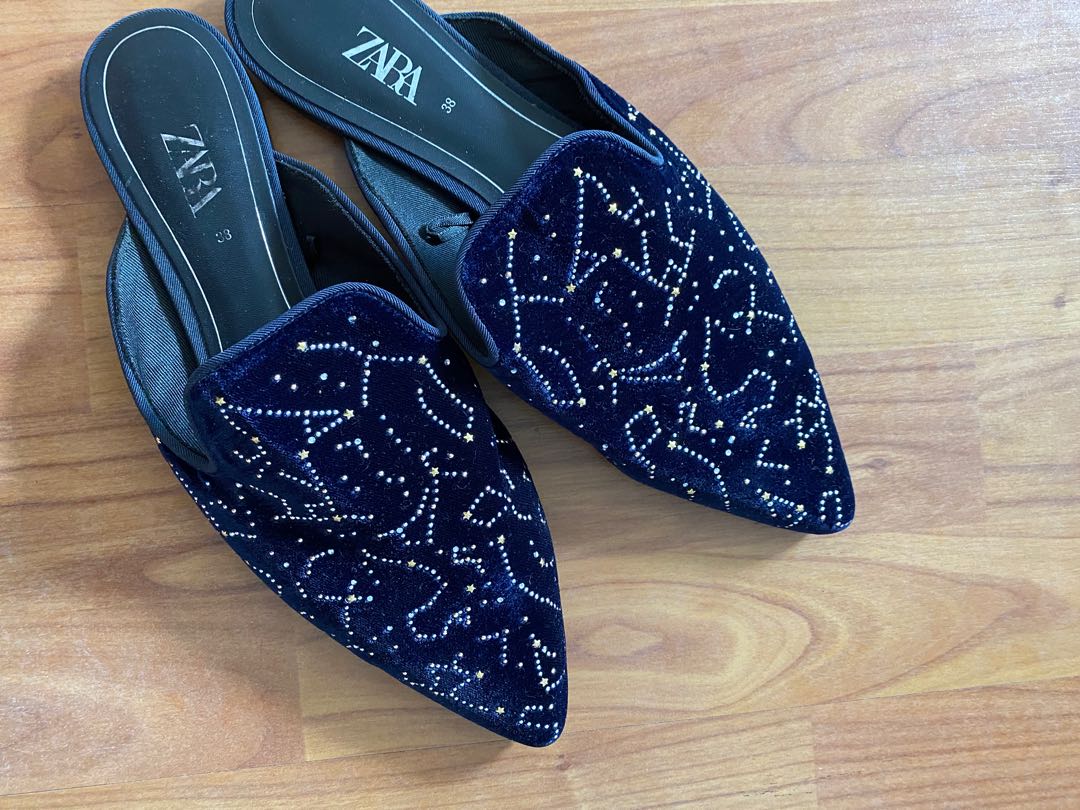 Zara Suede Constellation Mules Women s Fashion Footwear Loafers