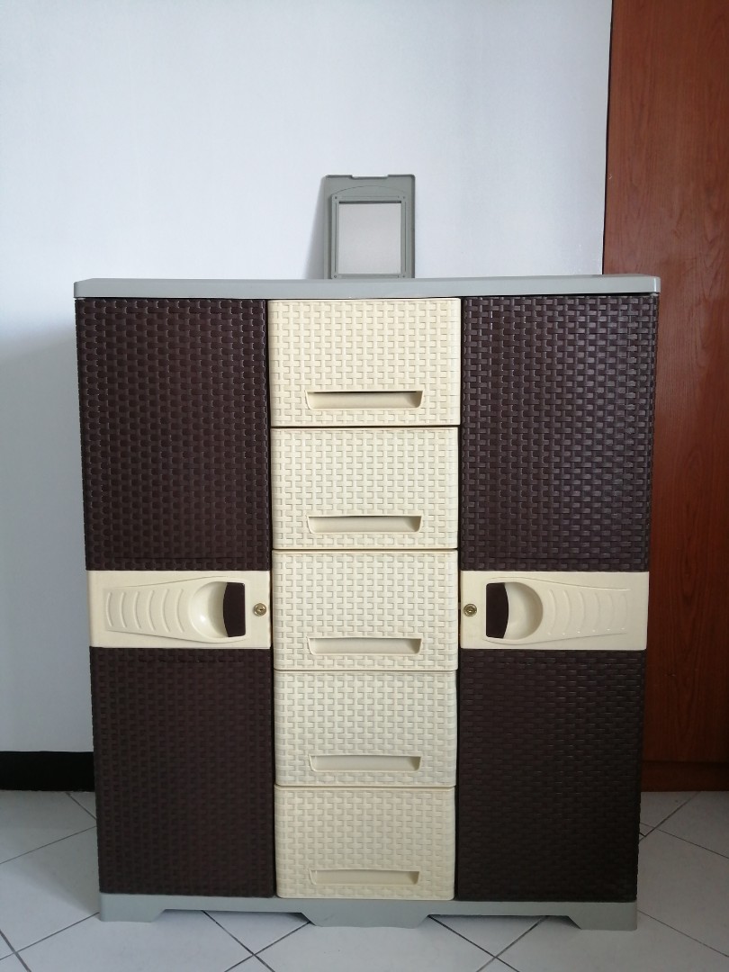 Zooey Plastic Rattan Cabinet Dual Door Furniture Home Living