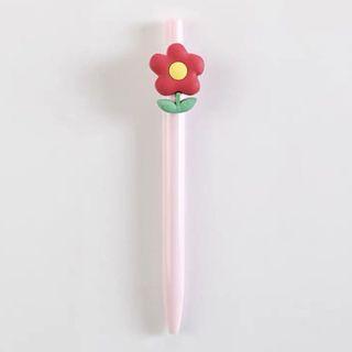 小紅花按壓粉色筆桿原子筆/中性筆