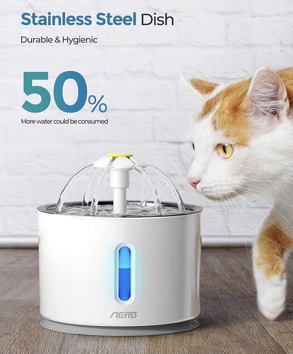 Aerb Cat Water Fountain Super Quiet Cat Fountain 81oz/2.4L with Water