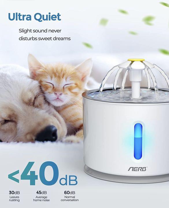 Aerb Cat Water Fountain Super Quiet Cat Fountain 81oz/2.4L with Water