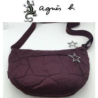 法國【agnes b.】紫色星星造型斜背包