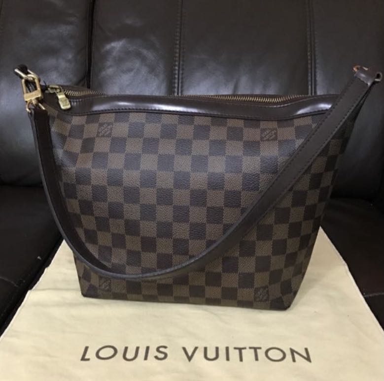 LOUIS VUITTON LV N51995 Damier Brown Leather Illovo MM Shoulder