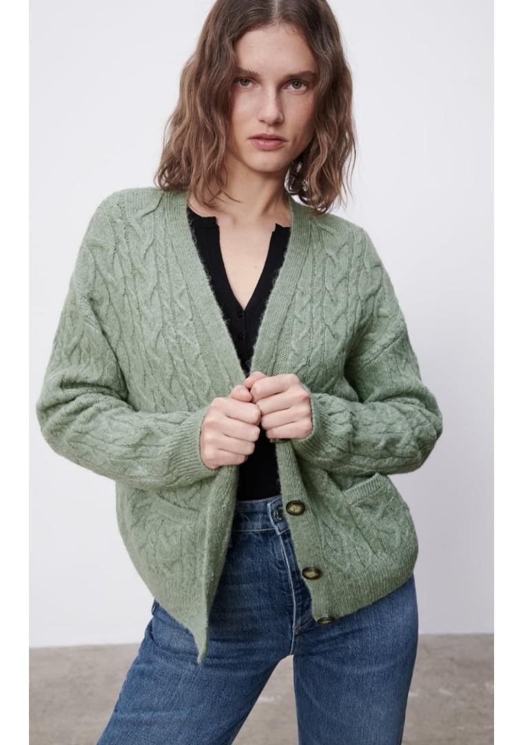 Cable knit cardigan zara discount