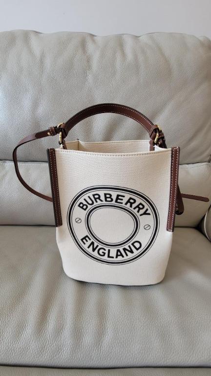 Burberry Small Logo Graphic Cotton Canvas Peggy Bucket Bag