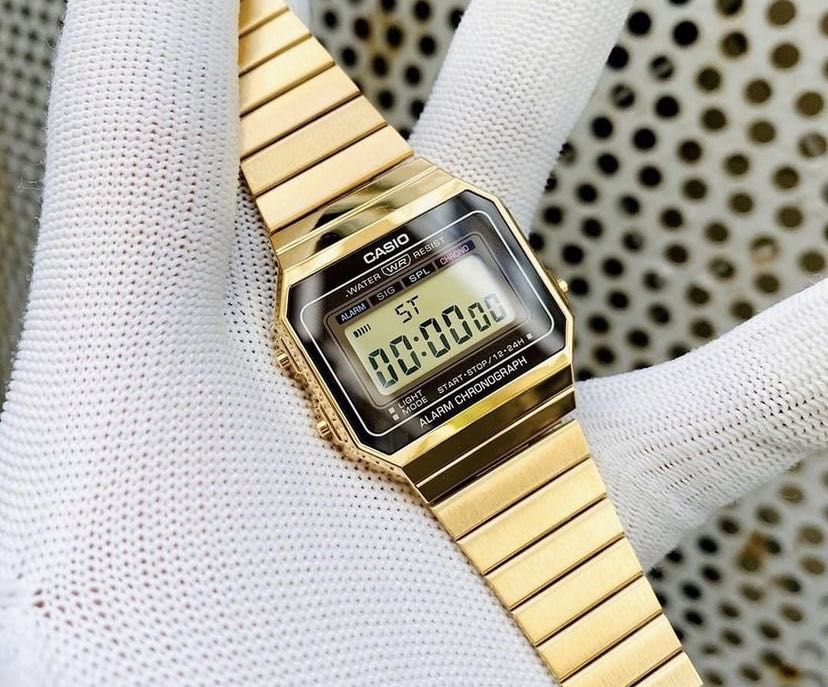 Casio A700WG-9A Digital Unisex Watch Retro Gold Stainless Steel LED A700 New