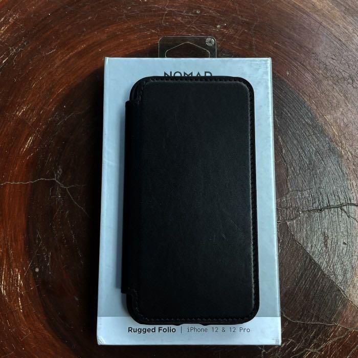 Flip Cover HP iPhone 12 / 12 Pro Nomad Rugged Folio Leather Black, Telepon Seluler & Tablet