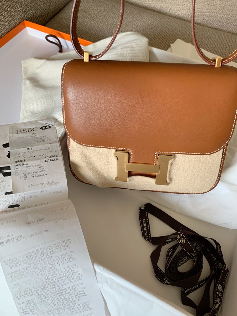 MIGHTYCHIC • HERMÈS Constance 18 Fauve Barenia Leather Gold