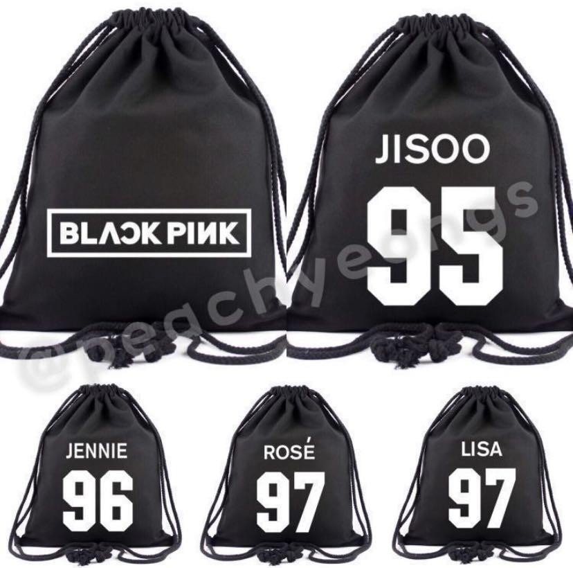 black pink string bag