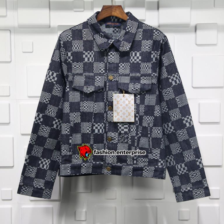 Louis Vuitton Distorted Damier Denim Jacket, Men's Fashion, Coats