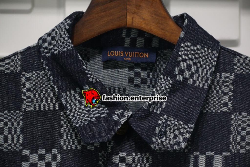 Louis Vuitton Men's Button Up Jacket Distorted Damier Denim
