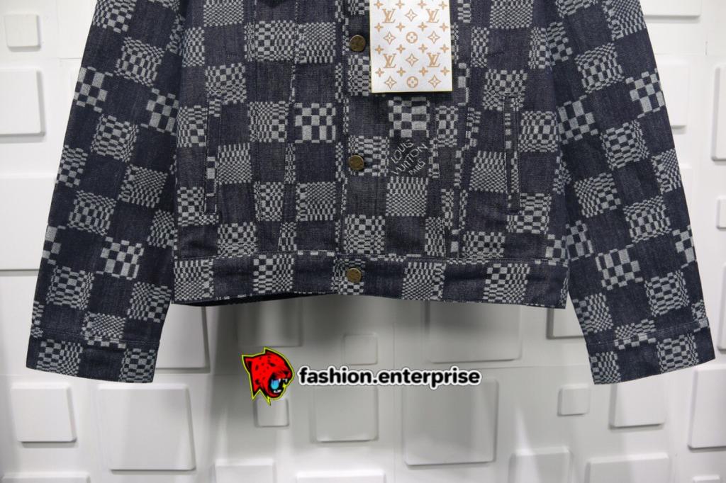 Brand New Louis Vuitton Distorted Damier Constructed Black Hoodie Jacket  Size 48