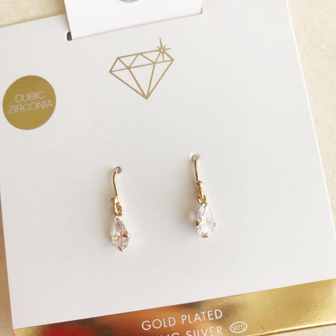 Lovisa Sterling Silver 925 Gold Plated Tear Drop Diamond Earring