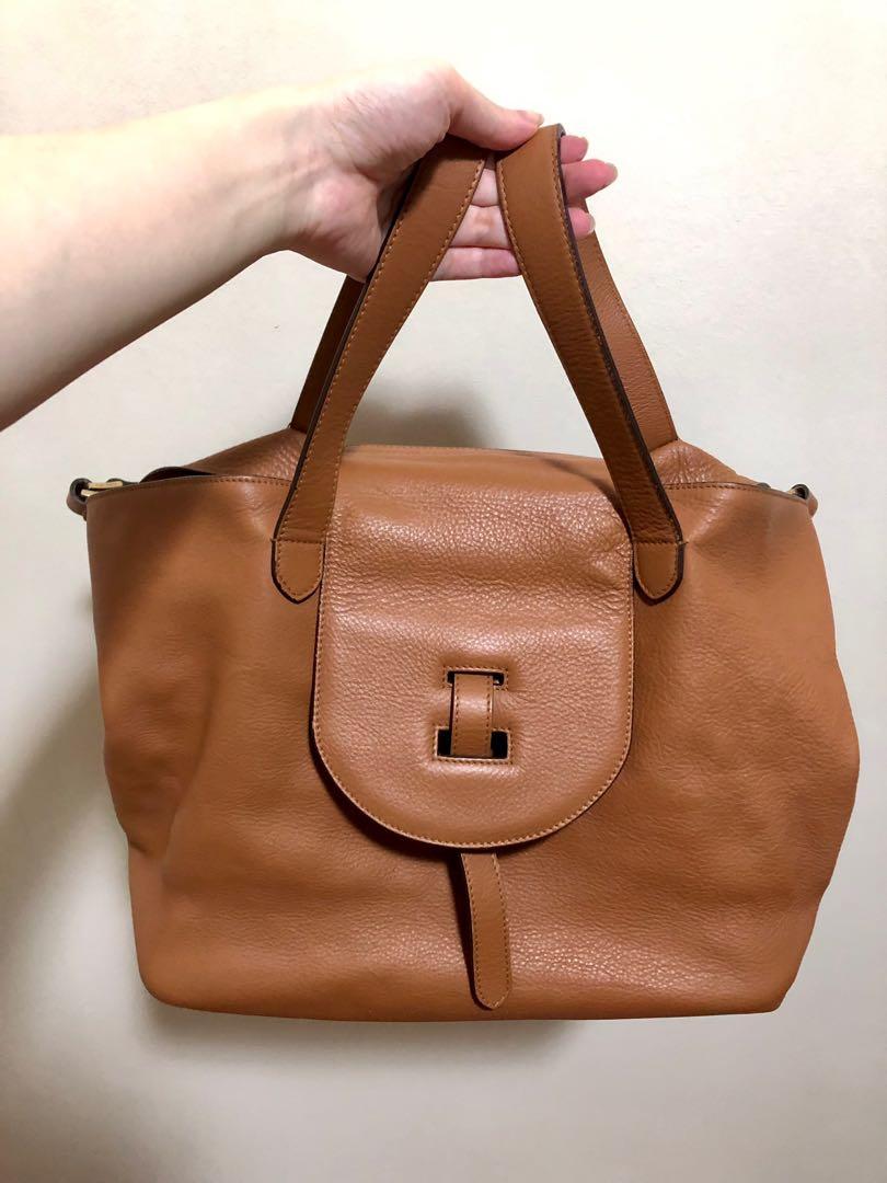 Meli Melo Thela Color Block Small Tan Leather Satchel Ladies Bag
