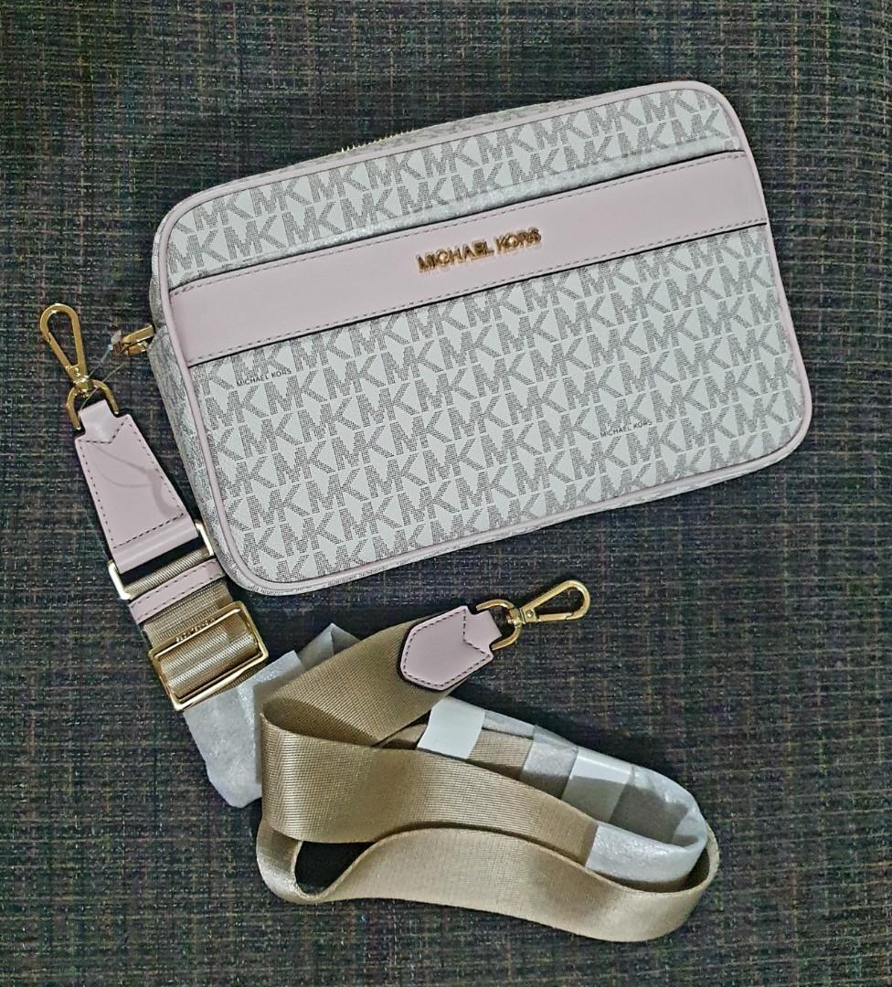 Original Michael Kors Kenly Pocket Large Crossbody Bag In Vanilla Powder  Blush Color